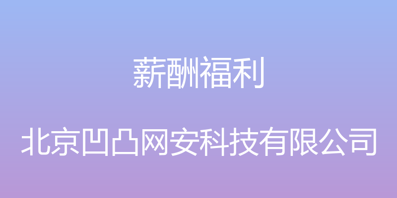 薪酬福利 - 北京凹凸网安科技有限公司